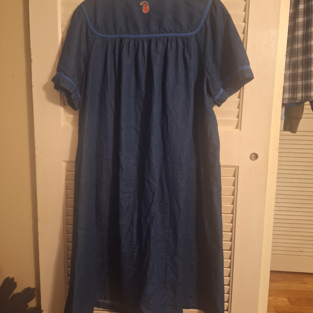 Denim Embroidered Midi Dress - Picture 6 of 11
